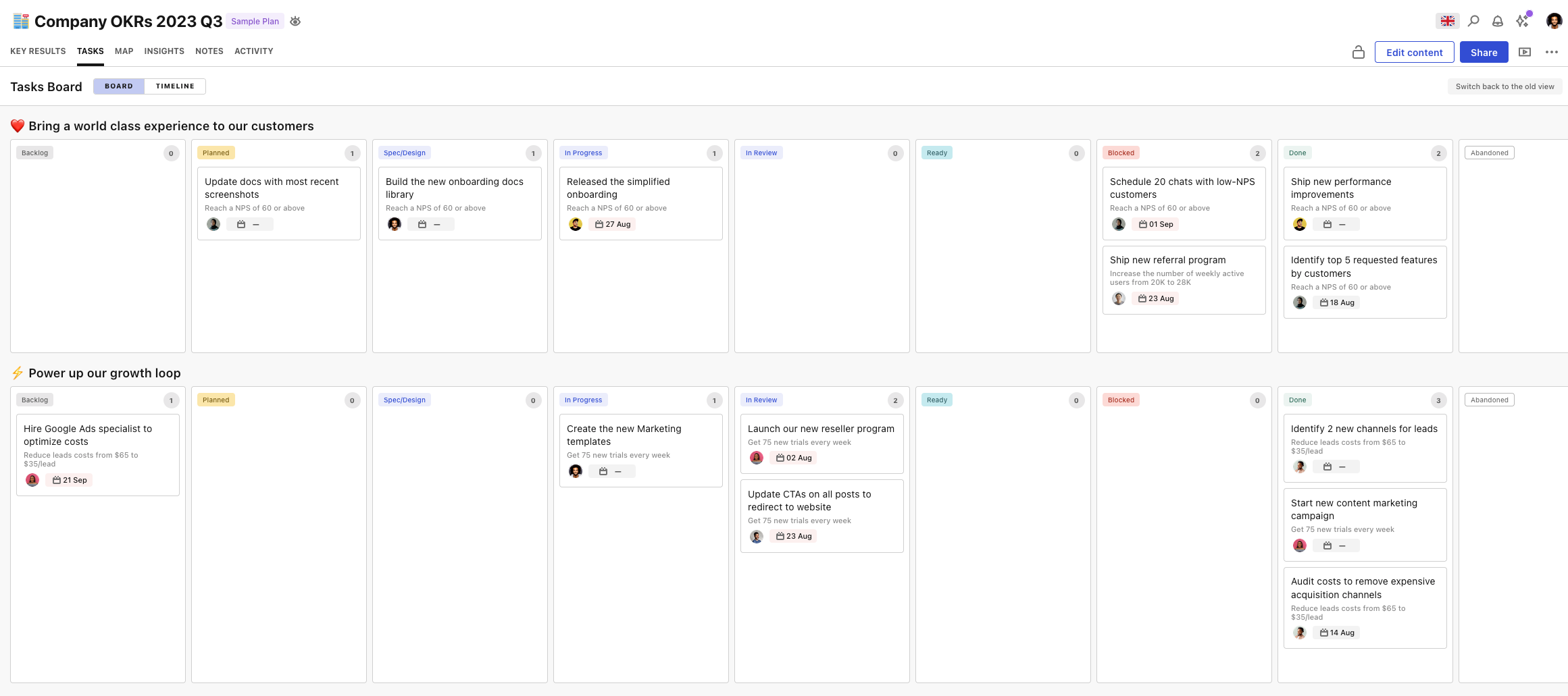 Updated Kanban view — manage projects based on status