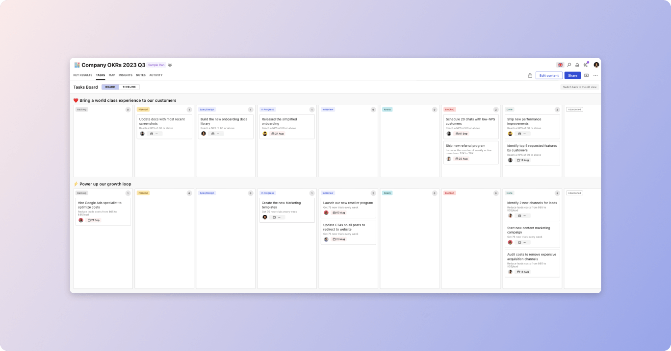 Updated Kanban view — manage projects based on status